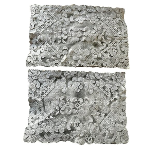 Antique Filet Bosa Lace Placemats Set Of 2 From Sardinia Italy - Picture 1 of 10